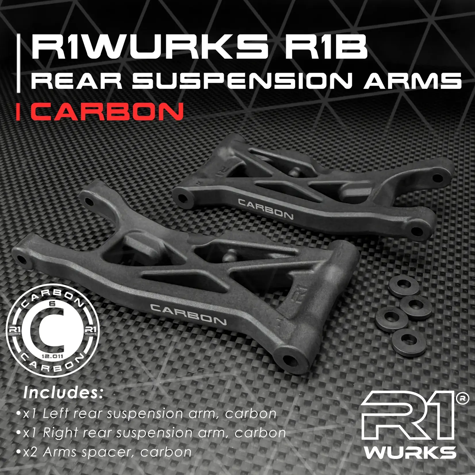 R1 R1-920316 R1WURKS R1B Carbon Rear Suspension Arms