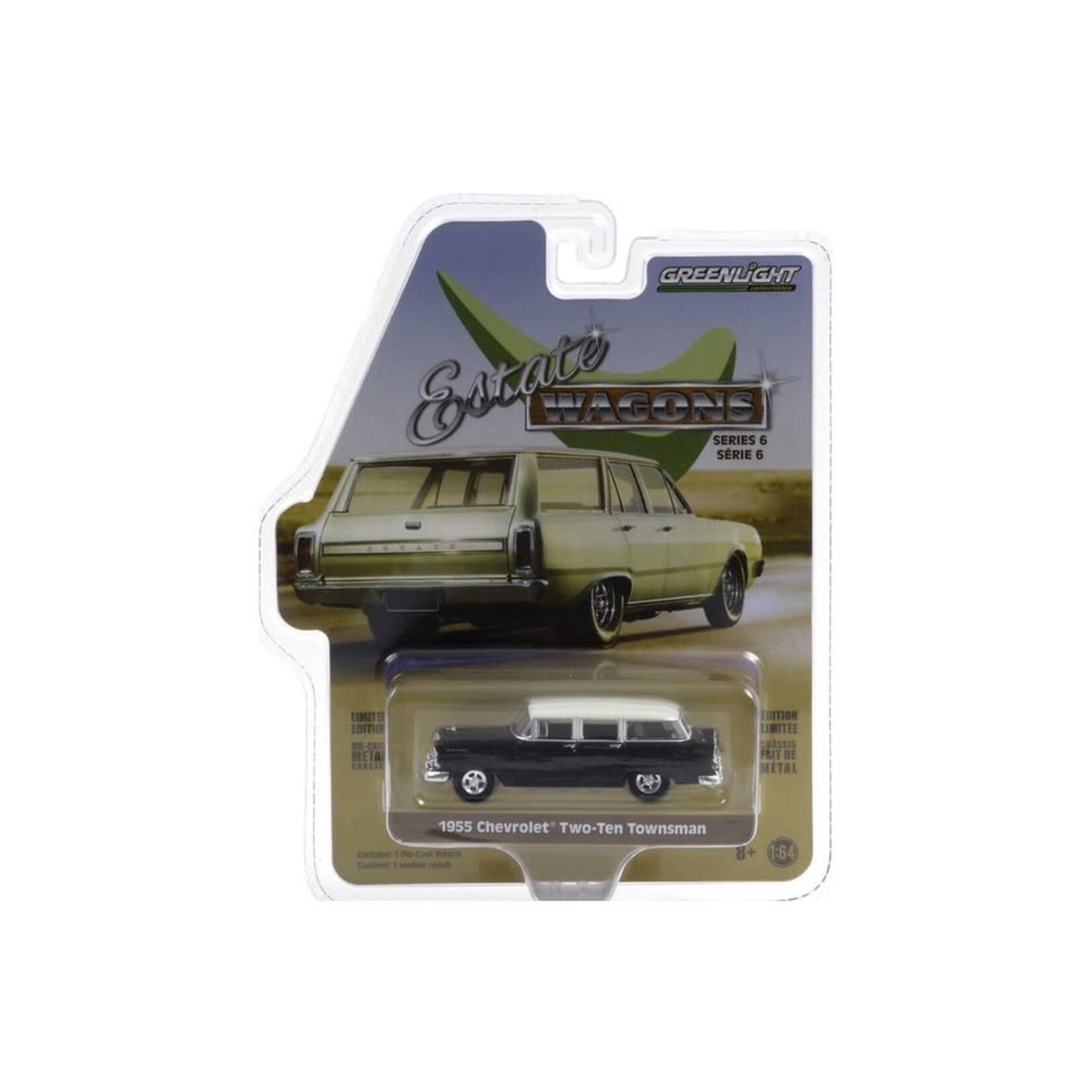 Greenlight GLT29950-B Greenlight 1955 Chevrolet Two-Ten Handyman Onyx Black Estate Wagons Series 3