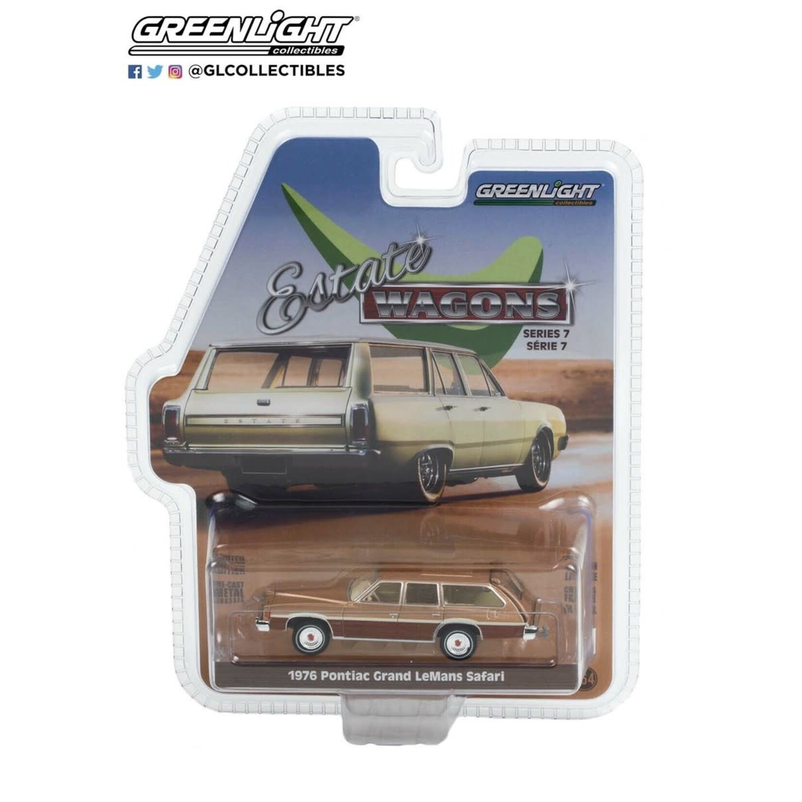 Greenlight GLT36040-E Greenlight 1976 Pontiac Grand LeMans Safari Sandstone And Woodgrain Estate Wagons Series 7