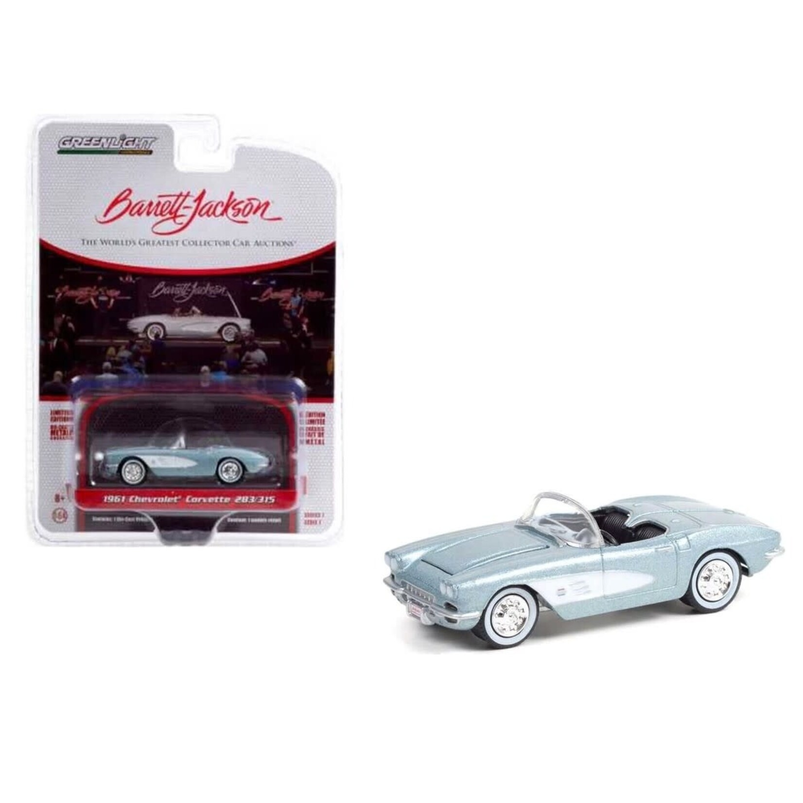 Greenlight GLT37230-A Greenlight 1961 Chevrolet Corvette Convertible Sateen Silver With Black Interior Lot #681 Barrett-Jackson Series 7