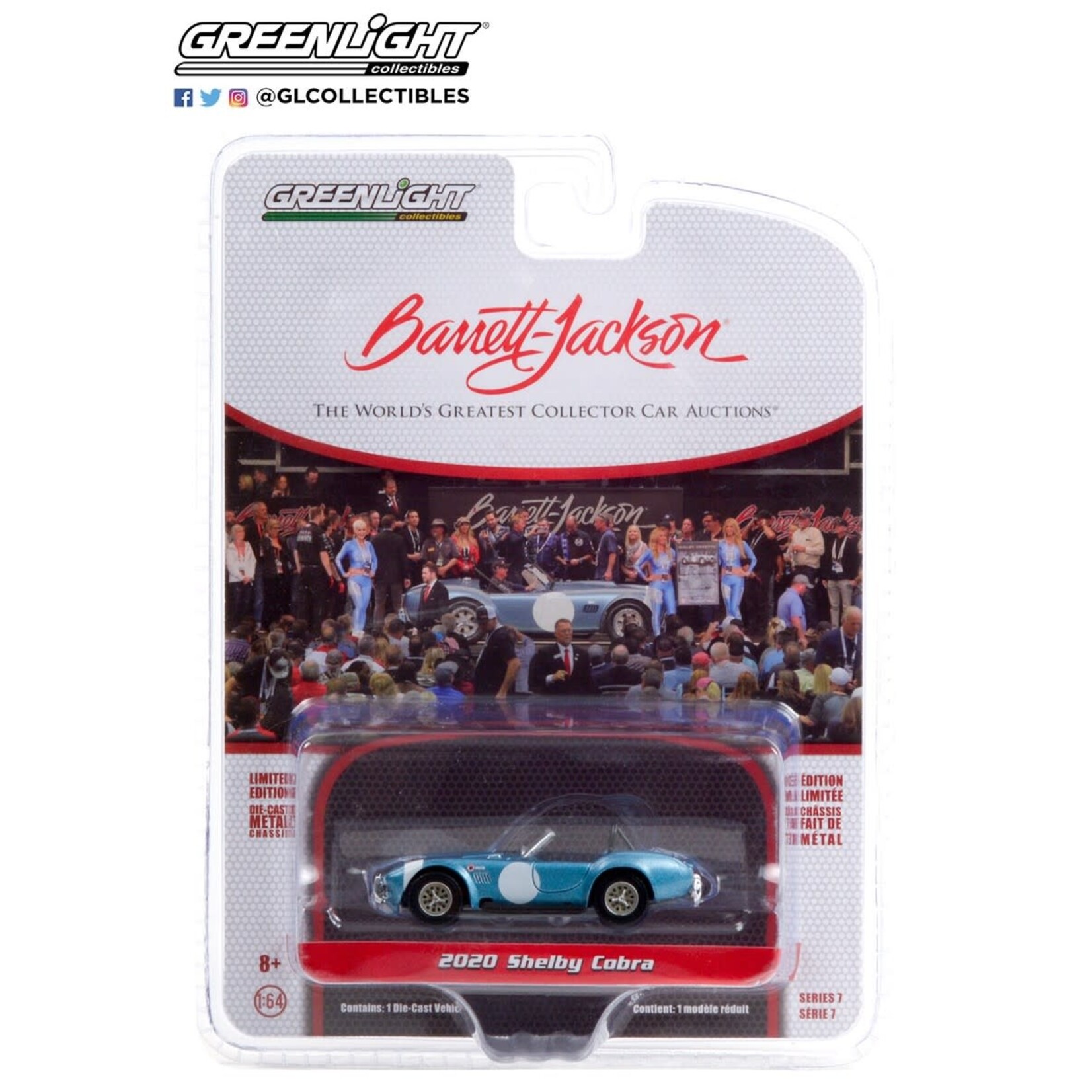 Greenlight GLT37230-B Greenlight 2020 Shelby Cobra #3 FIA Bondurant Tribute Viking Blue With Black Interior Lot #1321.1 Barrett-Jackson Series 7