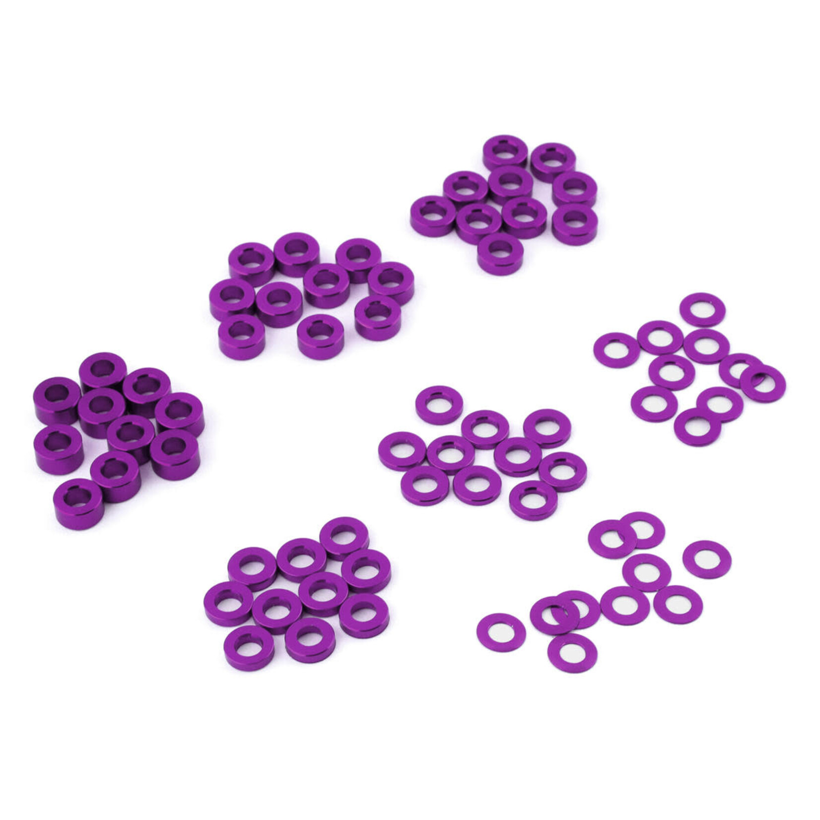 Yeah Racing YEA-YA-0390PP Yeah Racing 3x6mm Aluminum Flat Washer Set (Purple) (70) (Assorted Thickness)
