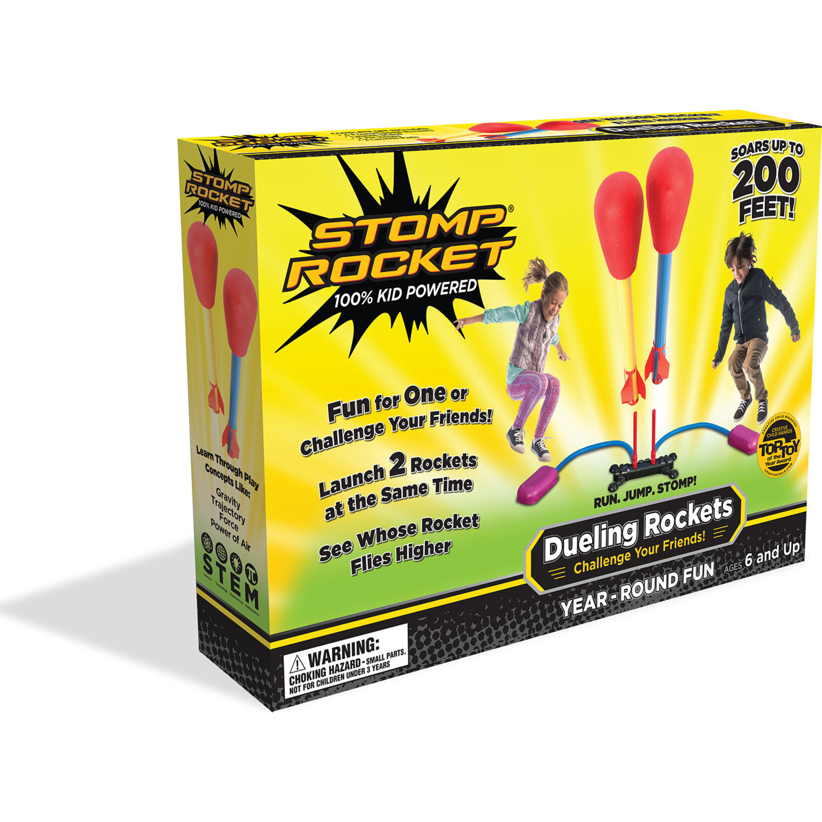 DNL20888 Stomp Rocket Dueling High-Flying Toy Rocket Double Launch Set: Plastic Projectile Launcher for Kids
