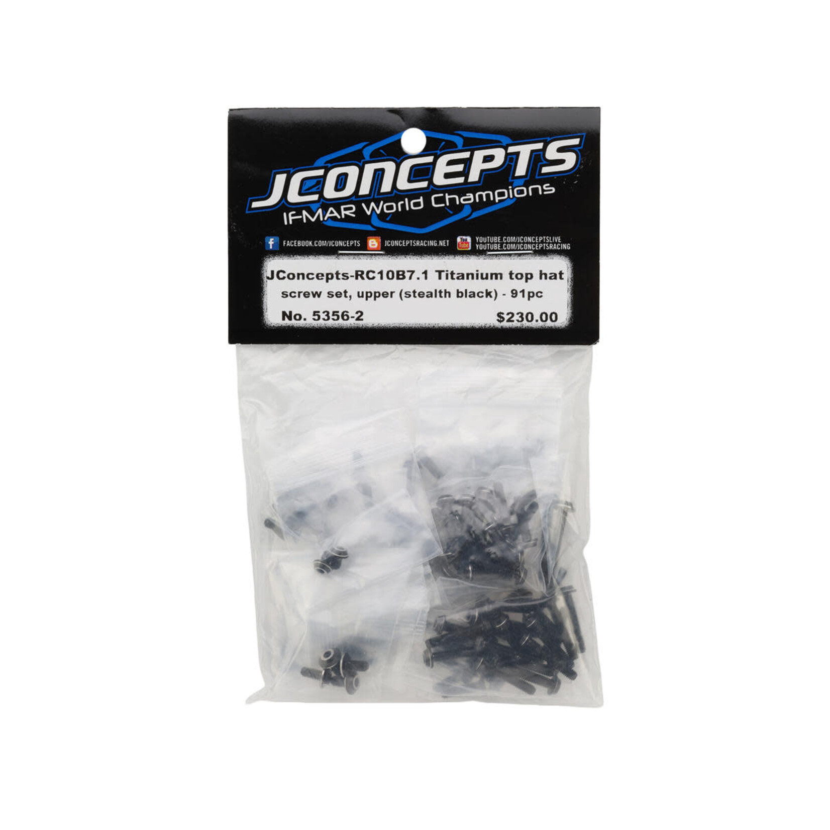 JConcepts JCO5356-2 JConcepts RC10 B7.1/B7.1D Titanium Upper Screw Set (Black) (91)