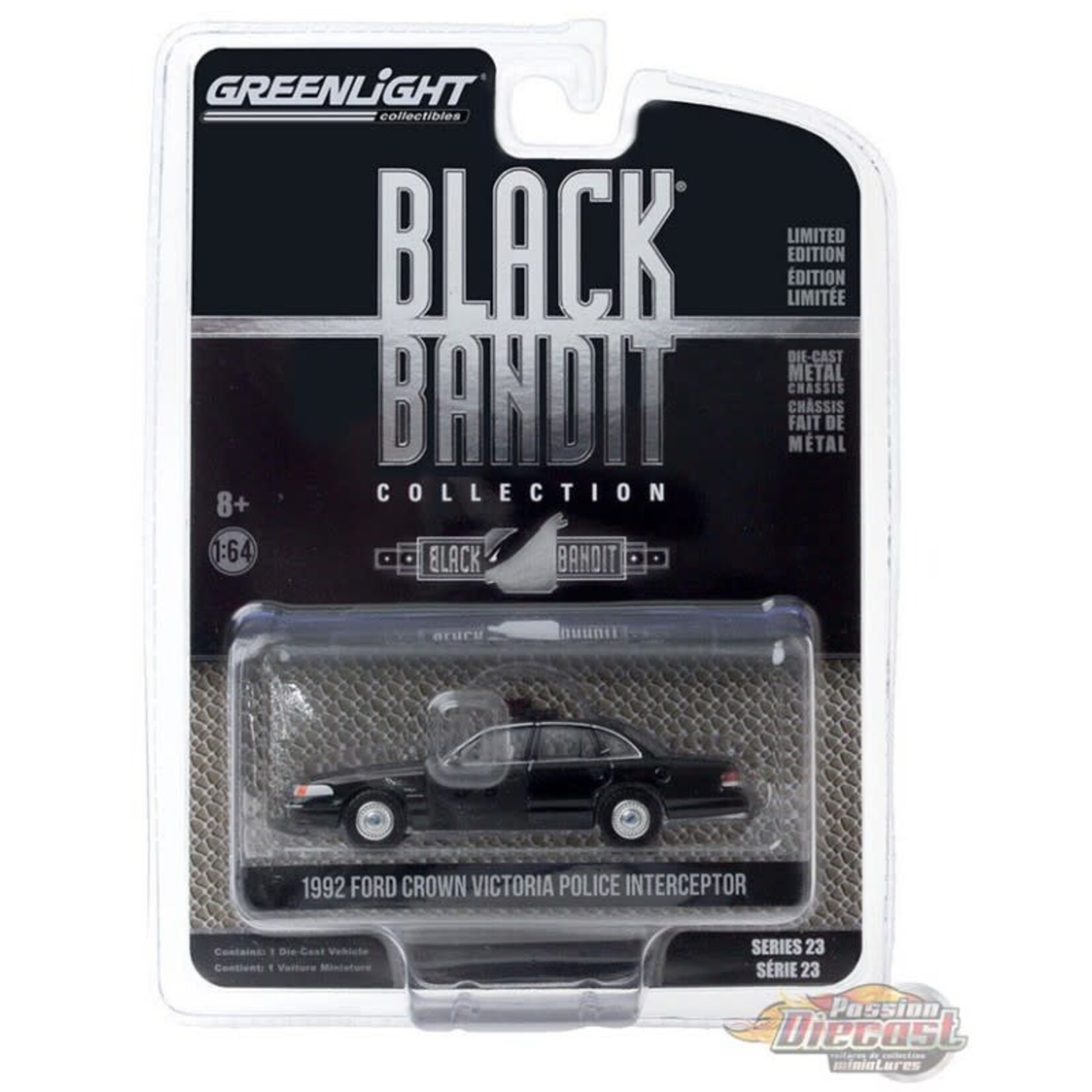 Greenlight GLT28030-E Greenlight 1992 Ford Crown Victoria Police Interceptor Black Bandit Police Black Bandit Series 23