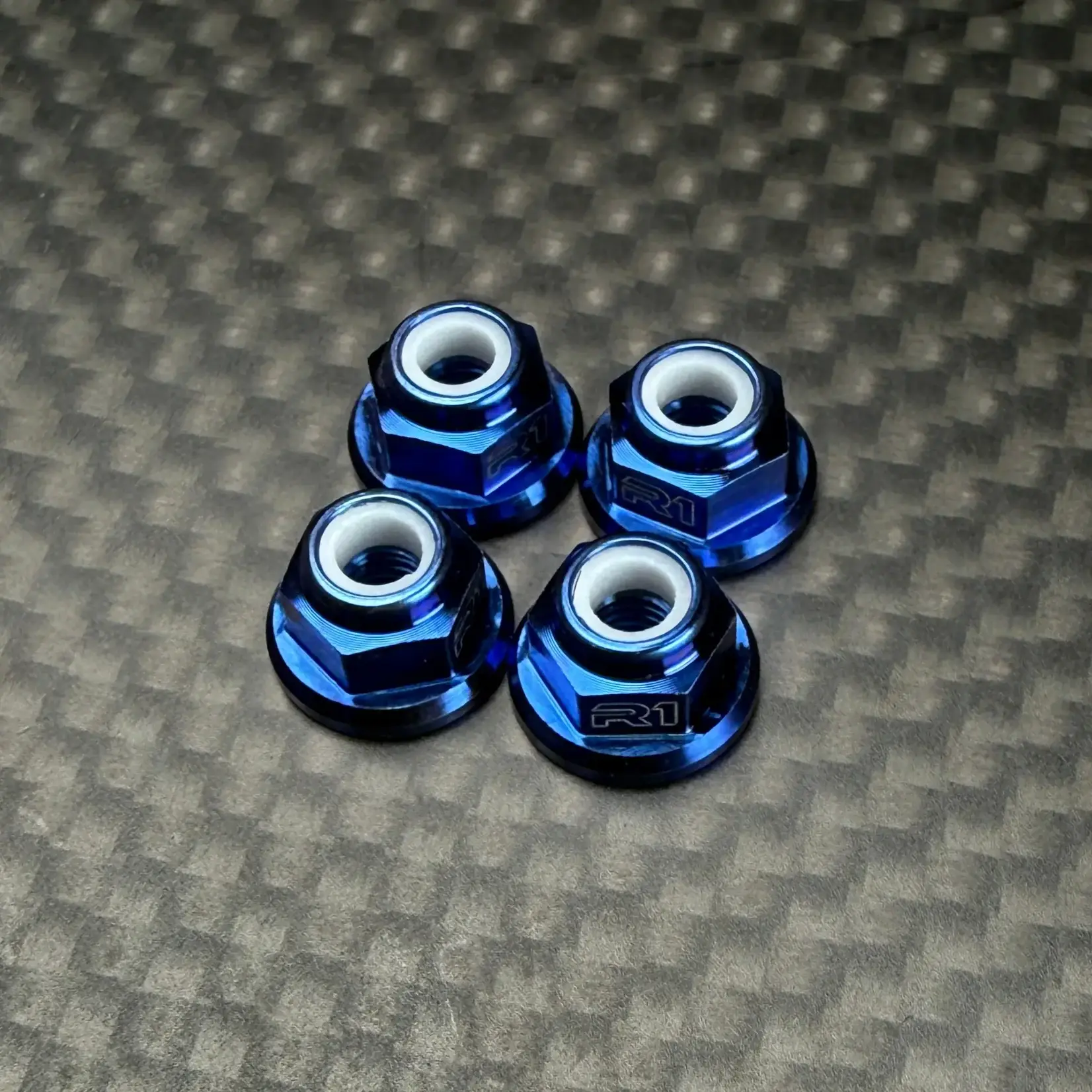 R1 R1-900016-FB R1WURKS Titanium M3 Flange Locknuts Blue