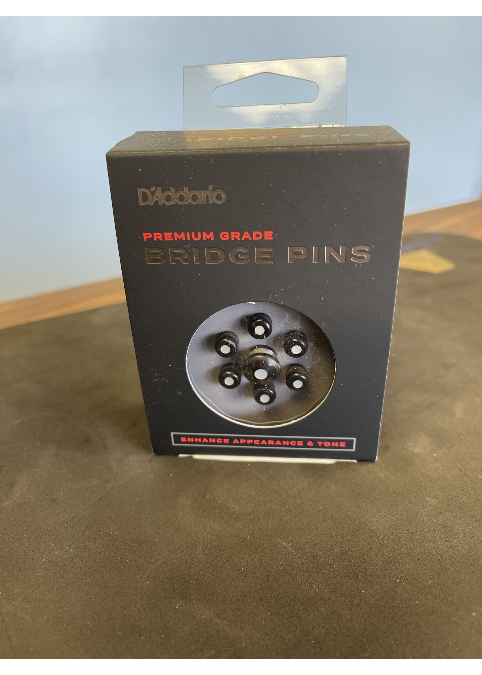 D'Addario D'Addario Ebony Bridge Pins with End Pin Set, Pearl Inlay