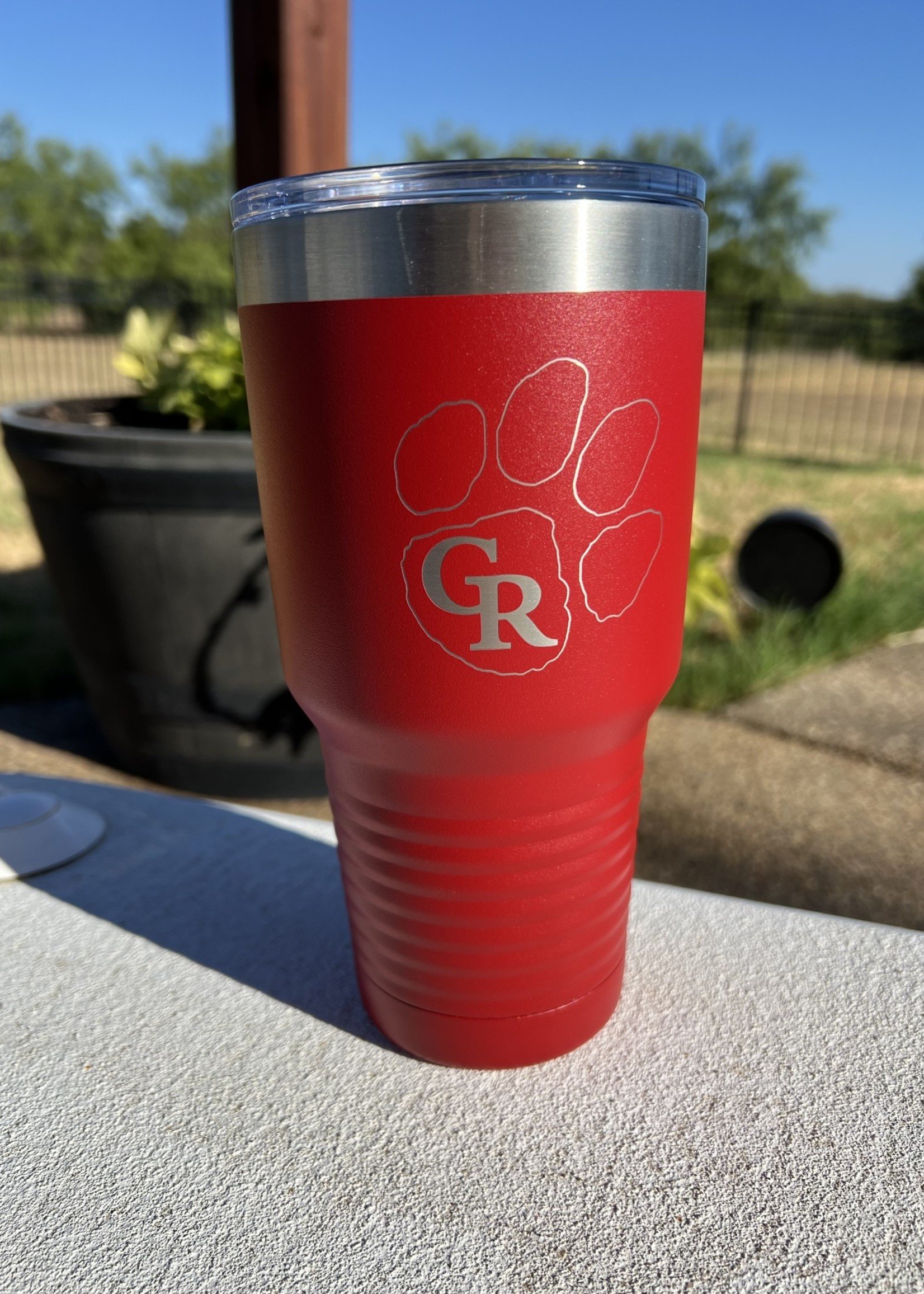 Red Outline Paw Tumbler 30 oz
