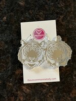 Silver mirrored Tiger earrings