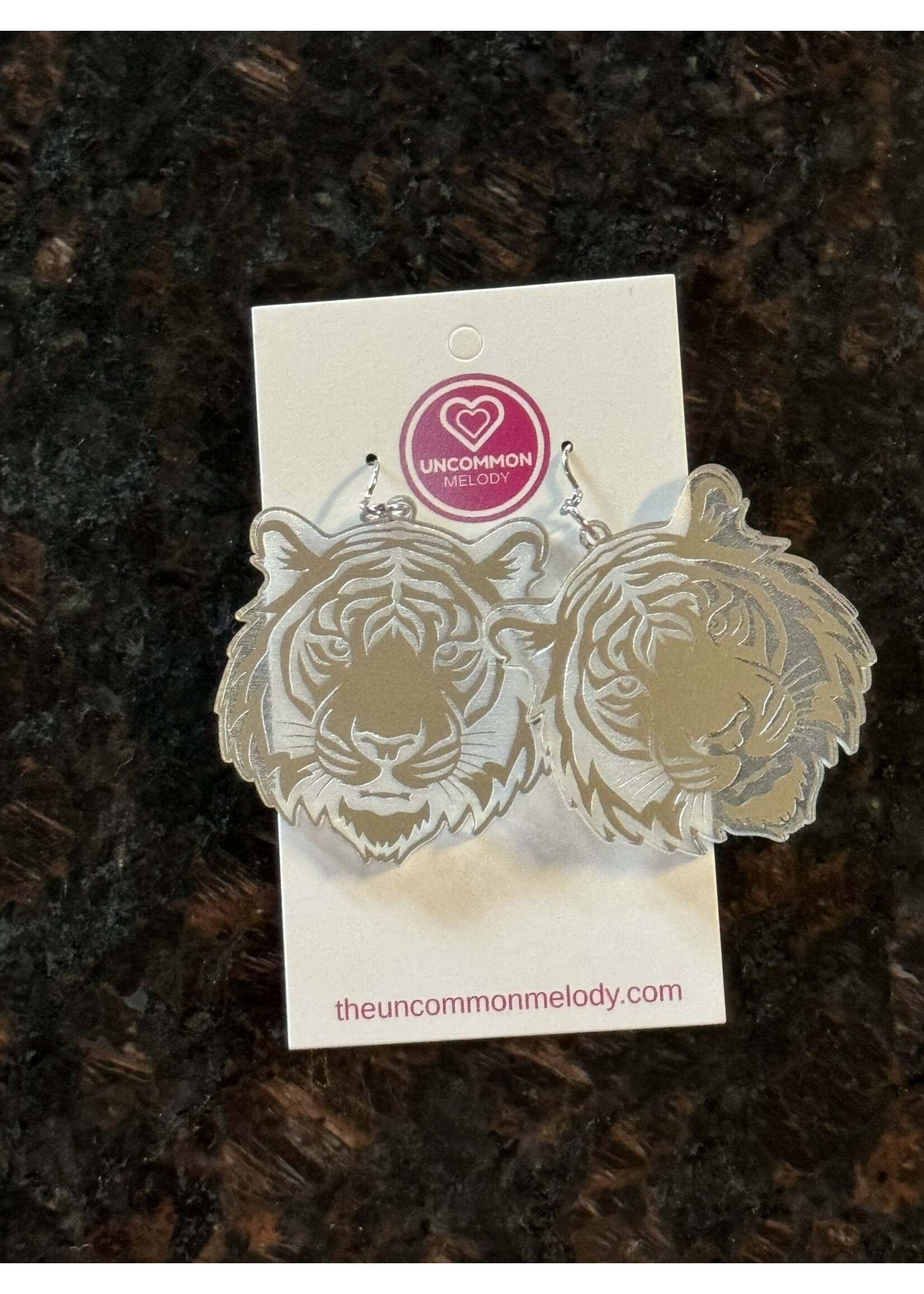 Silver mirrored Tiger earrings