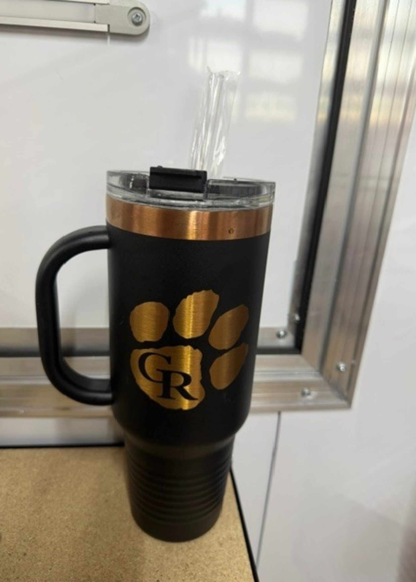 40 oz Black Gold Tiger Tumbler