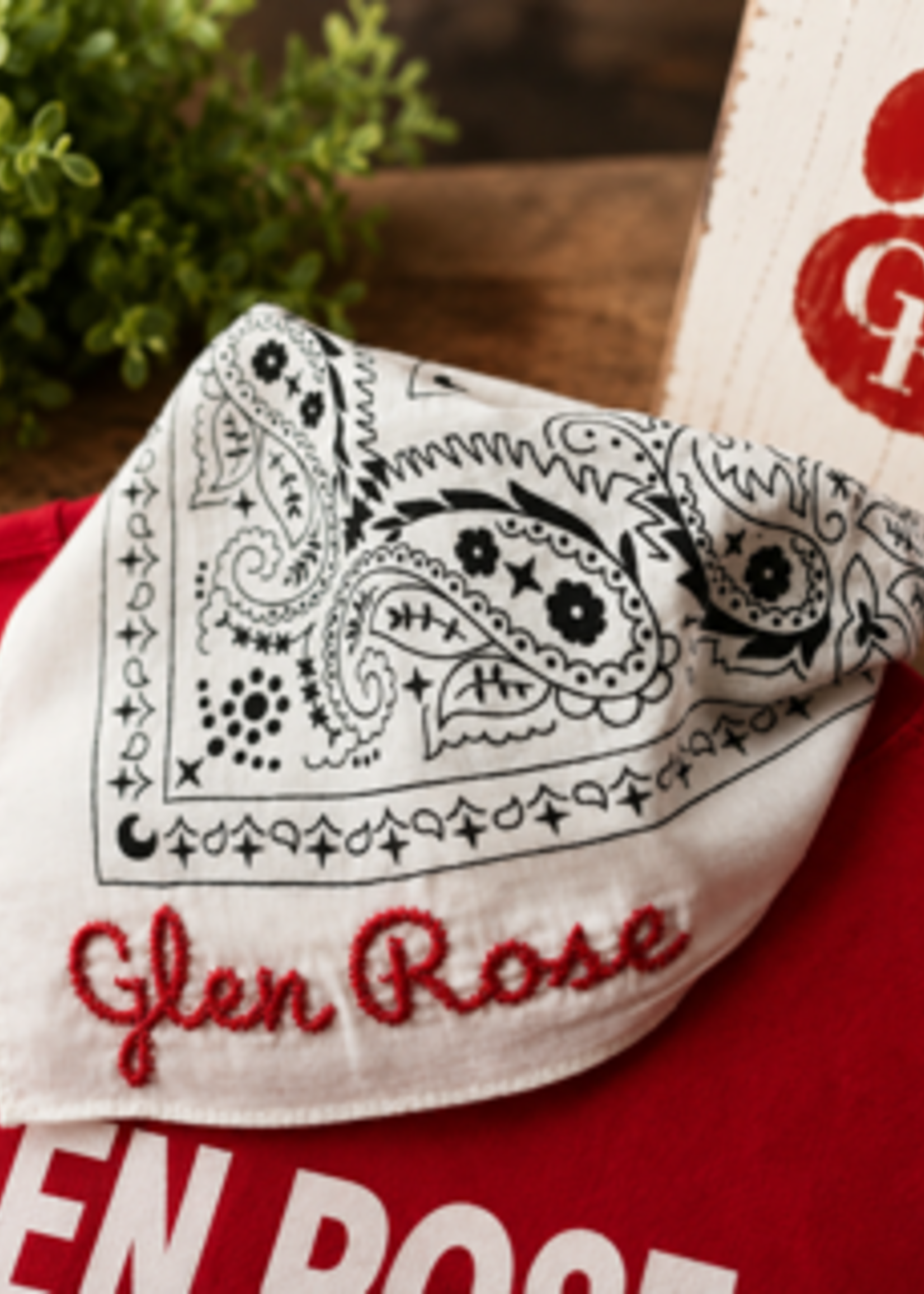 White Embroidered Bandana