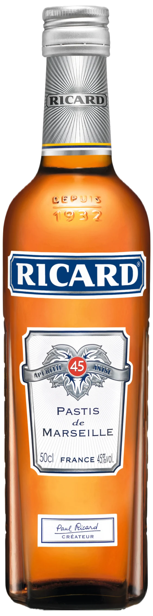 Ricard 1 Litre 45% Pastis de Marseille - Nevejan