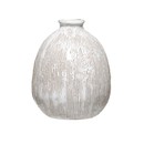 Engraved Terracotta Vase, White