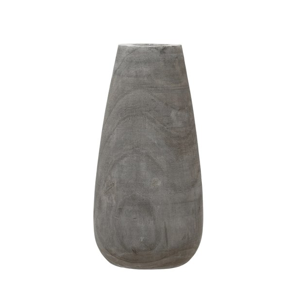 Grey Paulownia Wood Vase