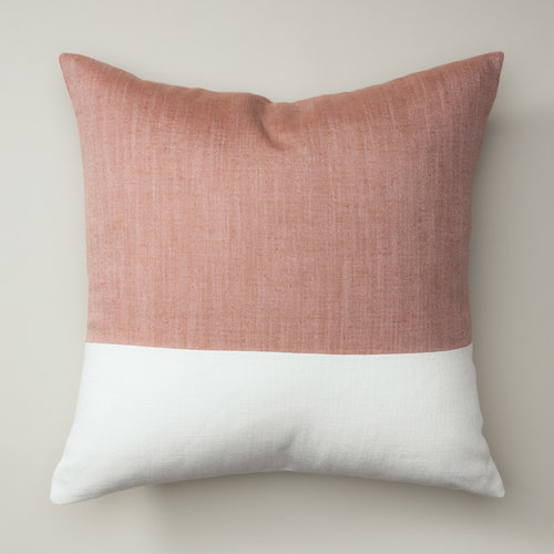 Bea Linen Burnt Rose Dip Color Block Pillow Cover