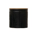 Black Stoneware 5.5" Canister w/Bamboo Lid