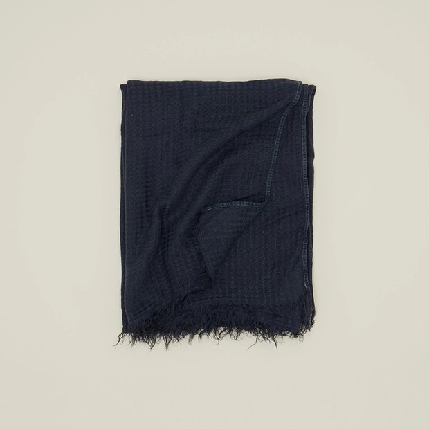 Simple Linen Throw Blanket Navy