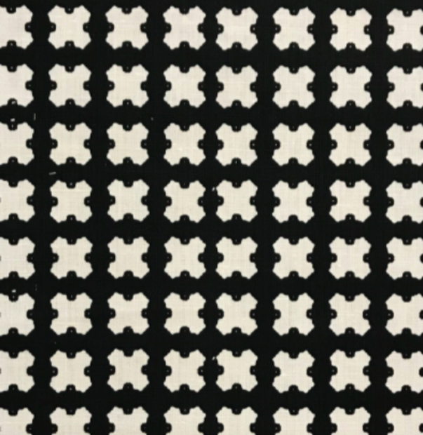 Izzie Hand-Printed Linen, Black & White - Fabric Yardage