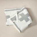 Reversible Swiss Cross Eco-Throw Blanket Gray