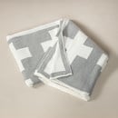 Reversible Swiss Cross Eco-Throw Blanket Light Gray