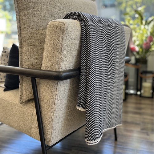 Herringbone Eco-Throw Blanket Marine