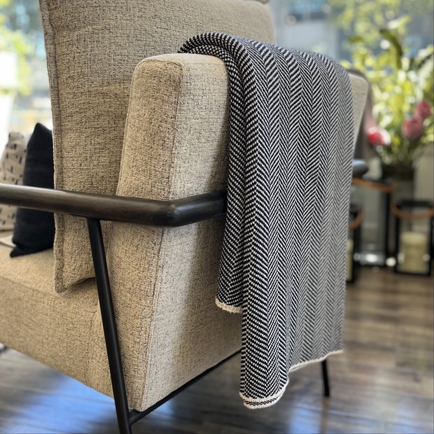 Herringbone Eco-Throw Blanket Marine