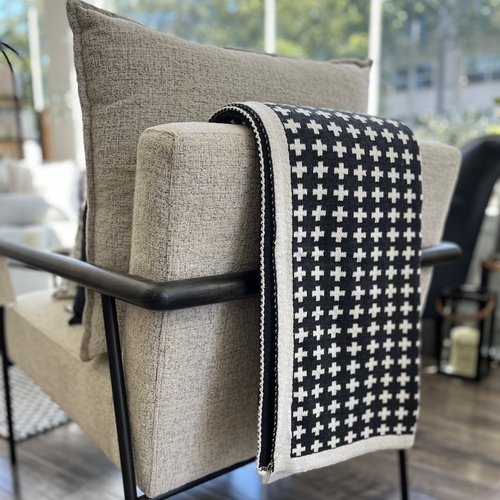 Reversible Repeating Cross Eco-Throw Blanket Charcoal