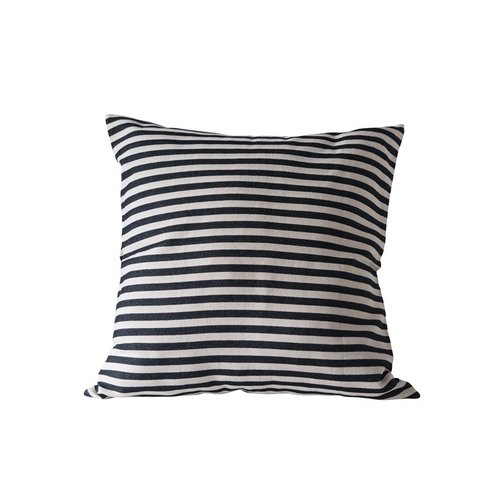 Black + White Striped Pillow, Woven Cotton Blend