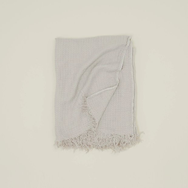 Simple Linen Throw Blanket Light Gray
