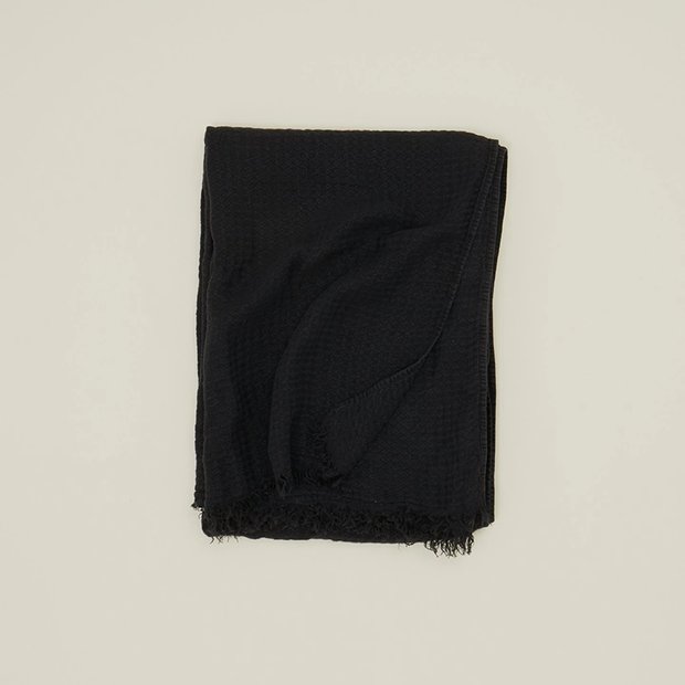 Simple Linen Throw Blanket Black