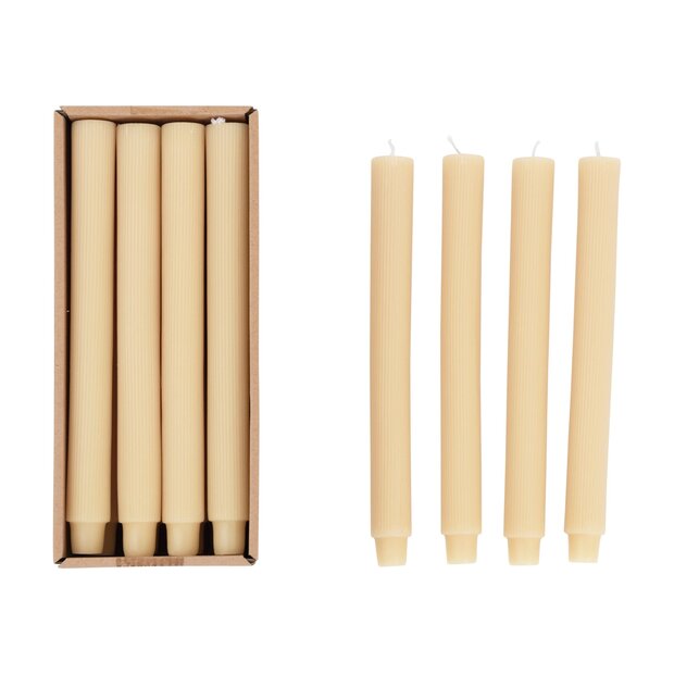 Pleated Taper Candles, Set of 12, Cream