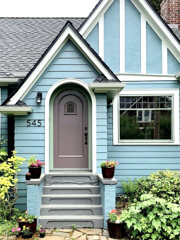 Home with Amazon Soil by Benjamin Moore door. 