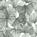 Ginkgo Leaves, Black - Wallpaper Sample