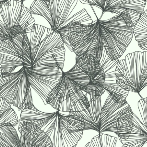 Ginkgo Leaves, Black - Wallpaper Sample