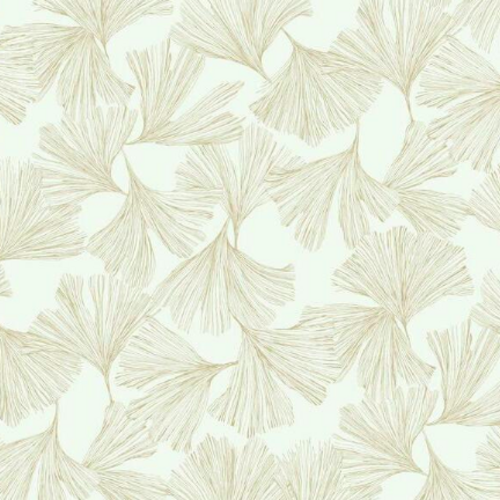 Ginkgo Toss, White - Wallpaper Sample