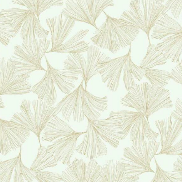Ginkgo Toss, White - Wallpaper Sample