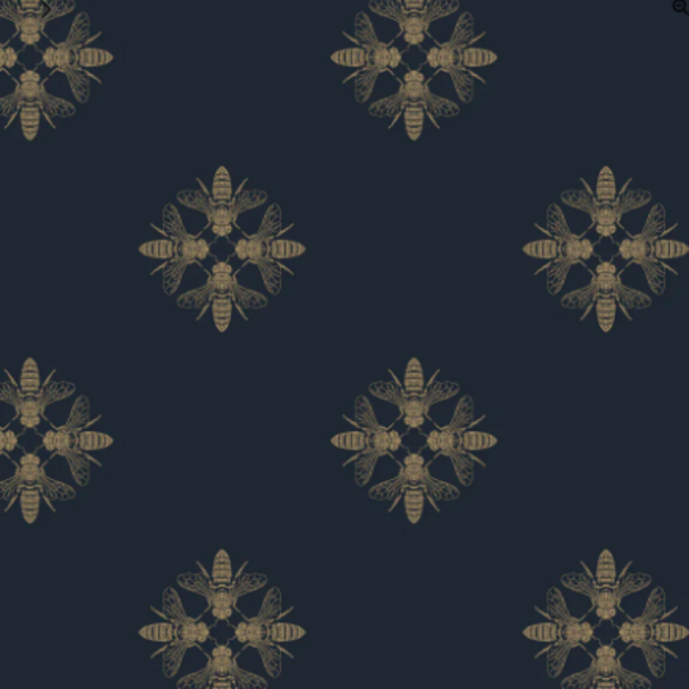 Honey Bee, Gold/Navy - Wallpaper Sample