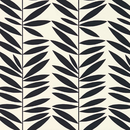 Leaf Stripe, Ebony - Wallpaper Sample