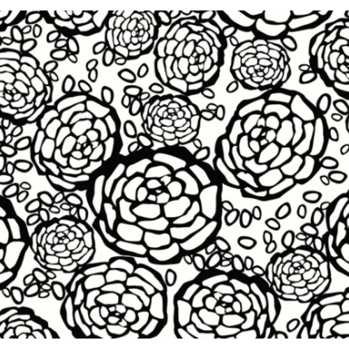 Petal Pusher, Black - Wallpaper Sample