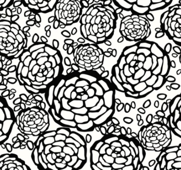 Petal Pusher, Black - Wallpaper Sample
