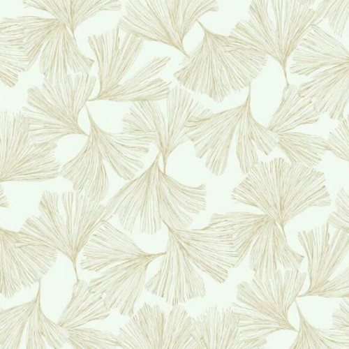 Ginkgo Toss, White - Wallpaper Roll