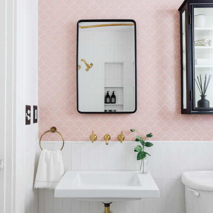 Whimsical Pink Tile Bath