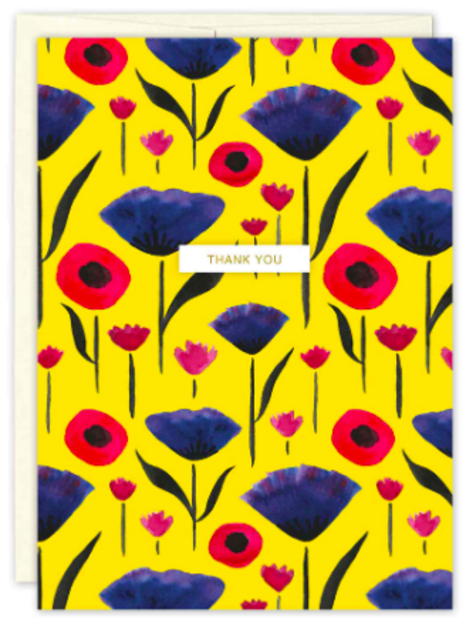 Card - Thank You Yellow with Flowers