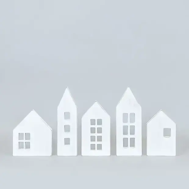 Wood Cutout Holiday House, Assorted