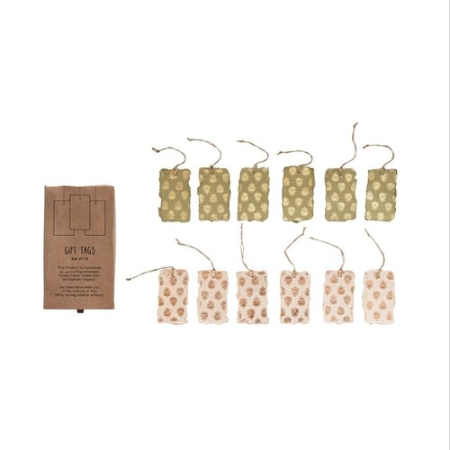Handmade Paper Gift Tags, Set of 6, Beige