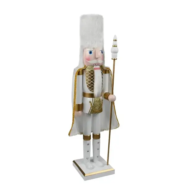 24" Josheb King Nutcracker, White/Gold