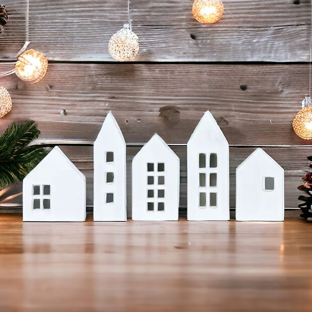 Wood Cutout Holiday House, Assorted