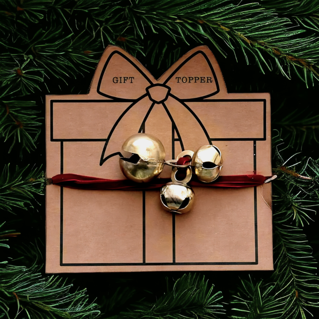 Metal Bell Cluster Gift Topper w/ Ribbon Wrap