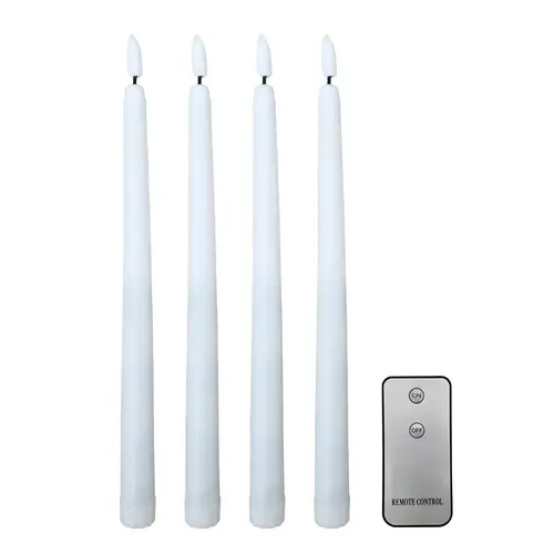 White Flameless Tapered Candles, set of 4